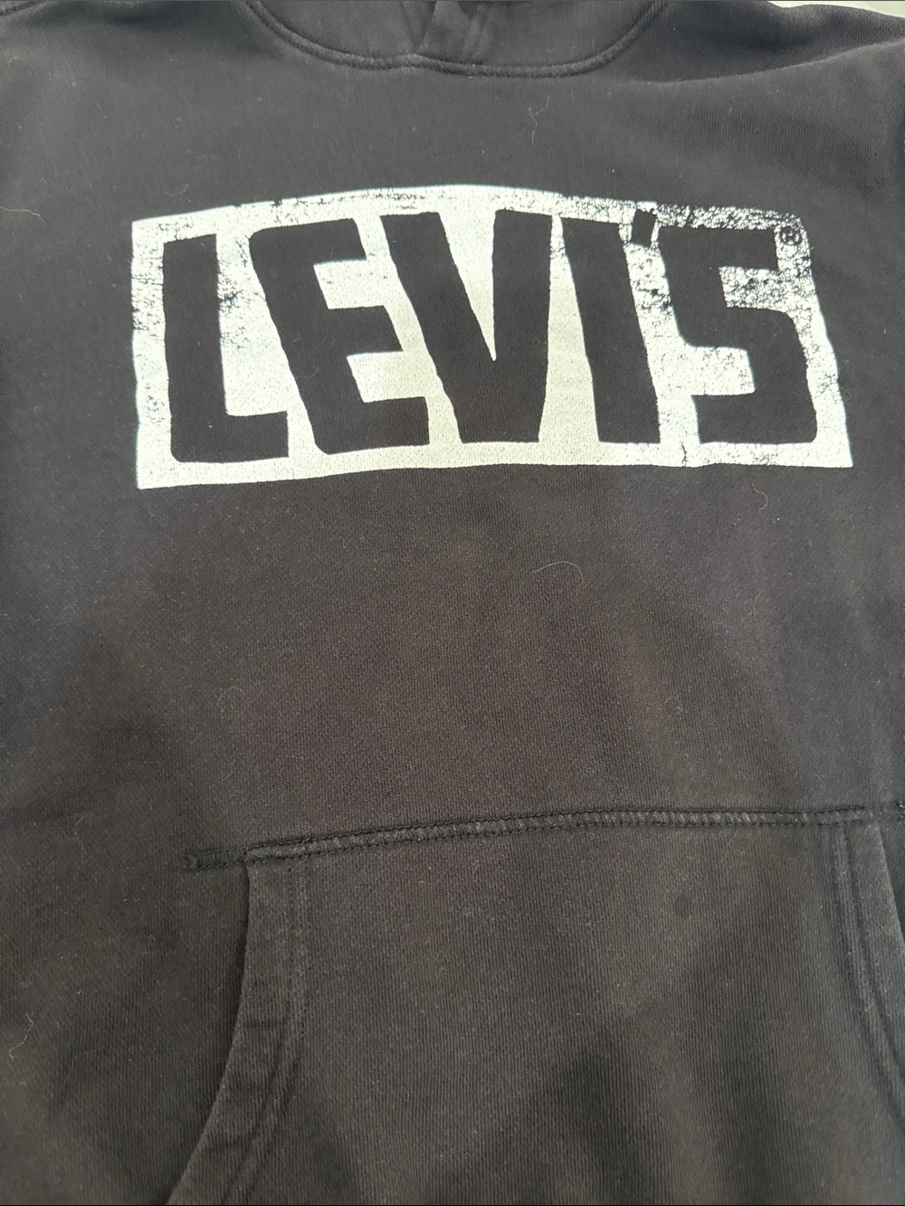 Levi's Black Pullover Hoodie with White Logo Print